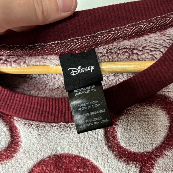 Disney Minimalist Burgundy Mickey Mouse Soft Fleece Sweater Size XL - Picture 3 of 4